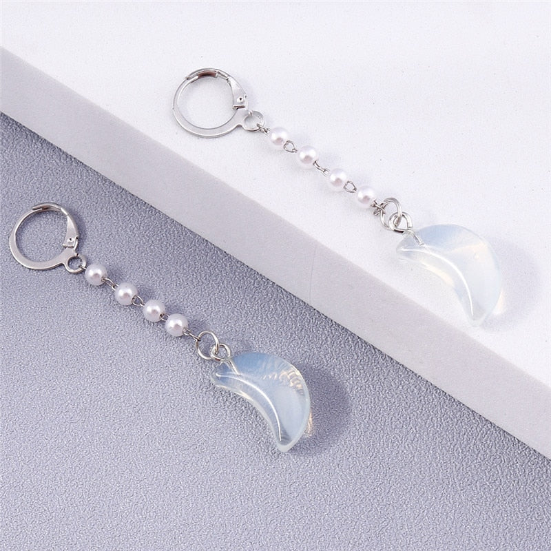 Moon Stone Pendant Drop Dangle Earrings Trendy Women Fashion Earrings Jewelry