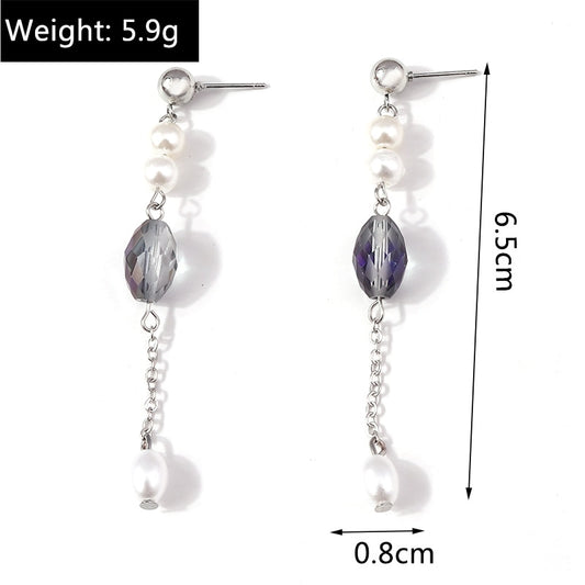 Hologhaphic Oval Bead Detail Drop Dangle Earrings Trendy Women Fashion Earrings