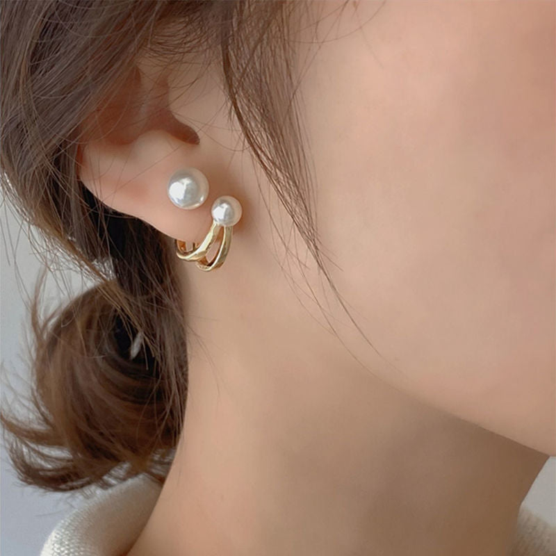 Pearl Cuff Stud Earrings Women Ear Modern Accessoires Fashion Jewelry