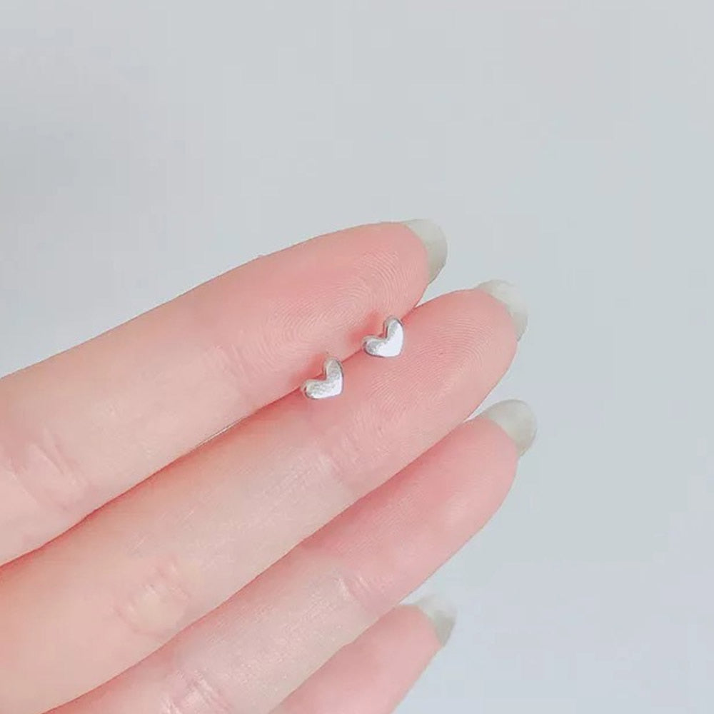 Mini Small Love Heart Stud Earrings For Women Metal Jewelry Trendy Tiny Ear