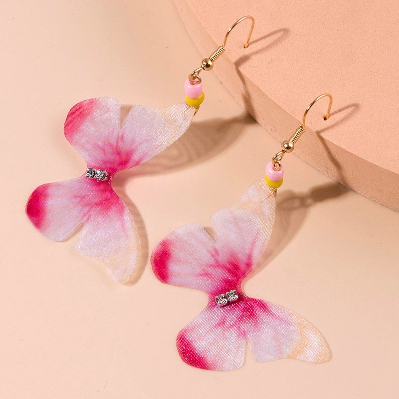 Pink Tone Delicate Butterfly Drop Earrings Women Creativity Jewelry Cute Earring