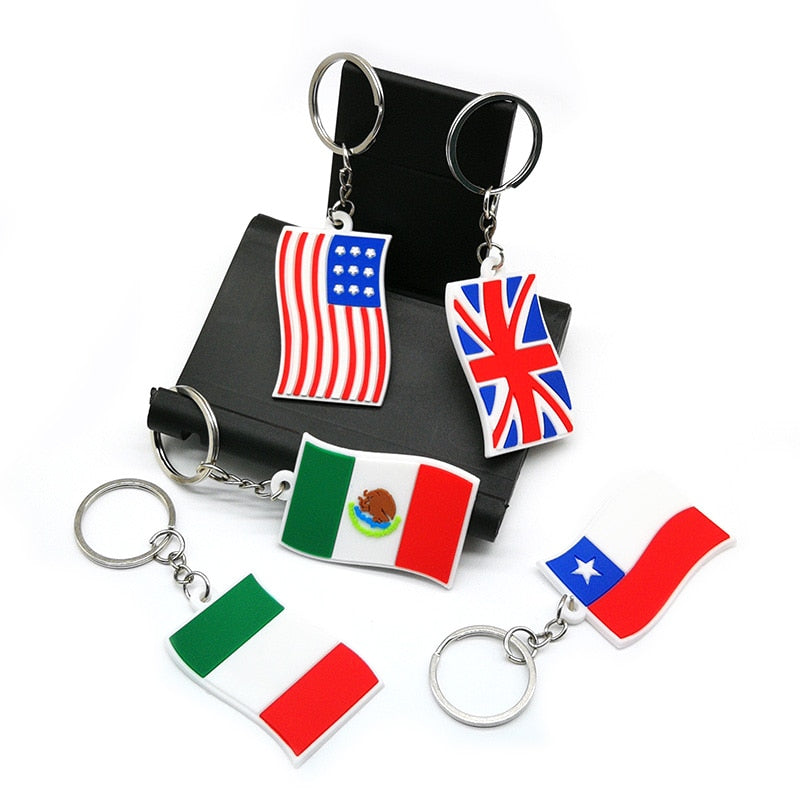 5 Styles Countries National Flag Keyring Cute Cartoon Style Keychains Bag Car