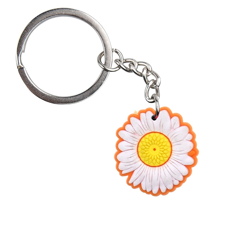 Daisy PVC Keychain Keychain for Women Charm Key Chain Women Girls Key Ring