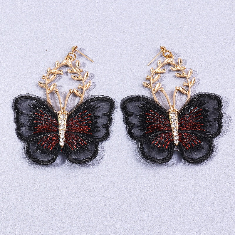 Black Red Butterfly Drop Earrings Women Creativity Jewelry Cute Earring Girls