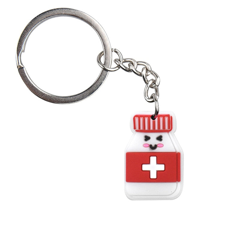 Medical Bottle Keyring Gift for Nurse Doctor Medical Personnel Cute Cartoon
