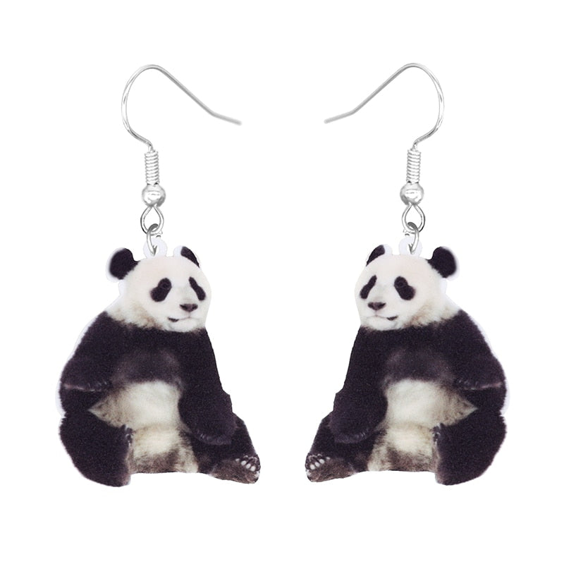 Realistic Panda Drop Earrings Women Fashion Creative Art Cute Stylish Jewelry