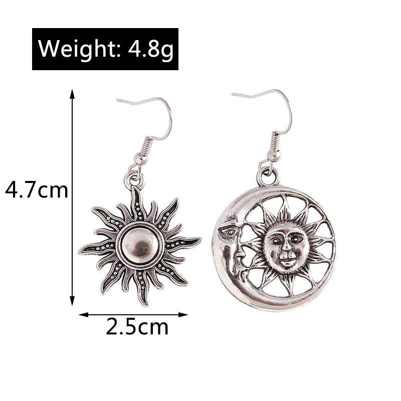 Antique Sun Moon Dangle Earrings Women Gifts Earring Cute Girls Eardrop Jewelry