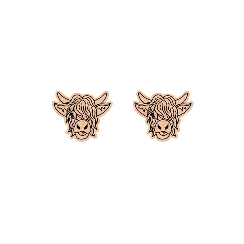 Farm Anumal Head Wooden Stud Earrings For Women Girl Fashion Modern Jewelry Gift