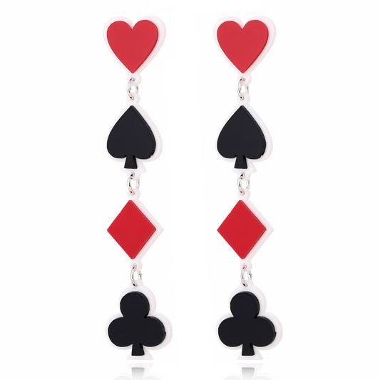 Playing Card Symbols Drop Earrings Women Travel Fashion Cartoon Earrings