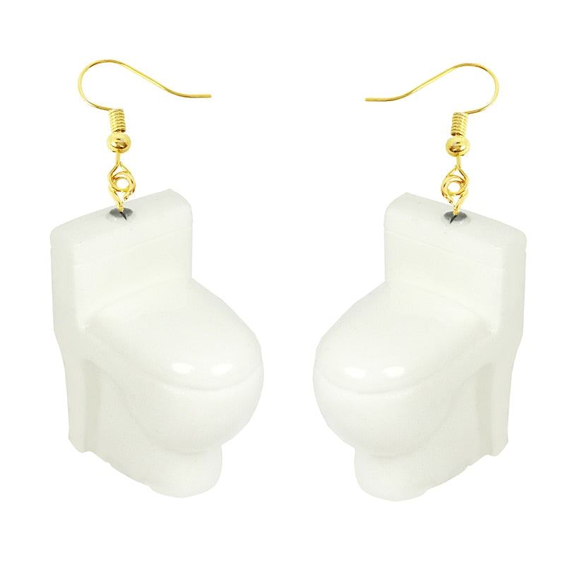 Creative Funny Design Toilet Drop Earrings Women Creativity Jewelry Cute Earring