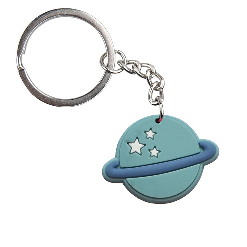 Blue Solar System Planet PVC Keychain Party Gift Cute Keyring Cartoon DIY