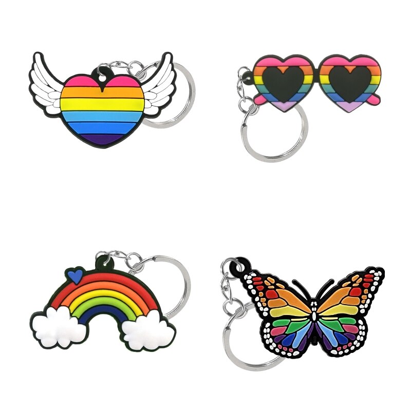 11 Styles PVC Keychain Colorful Rainbow Style New Keyring Fashion for Man Party