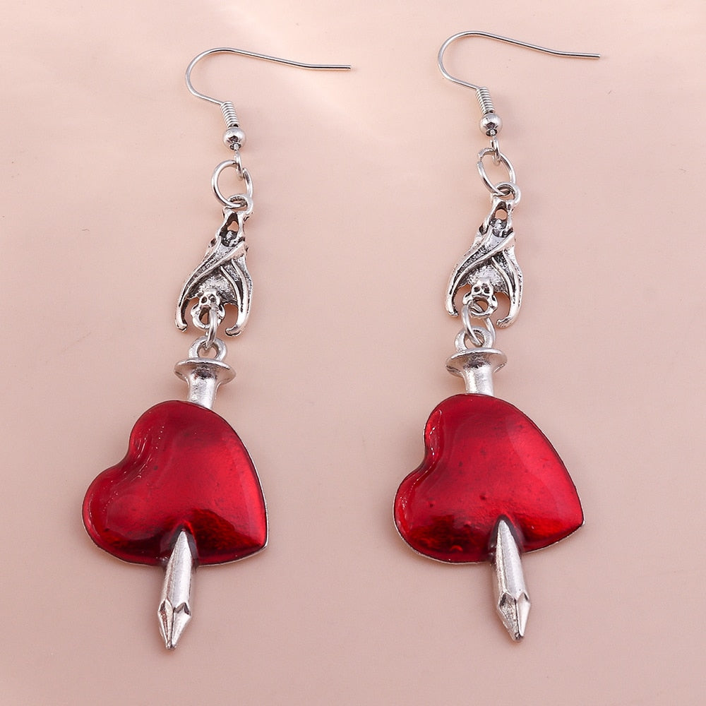Red Heart Arrow Drop Earrings Women Creativity Jewelry Cute Earring Girls Gift
