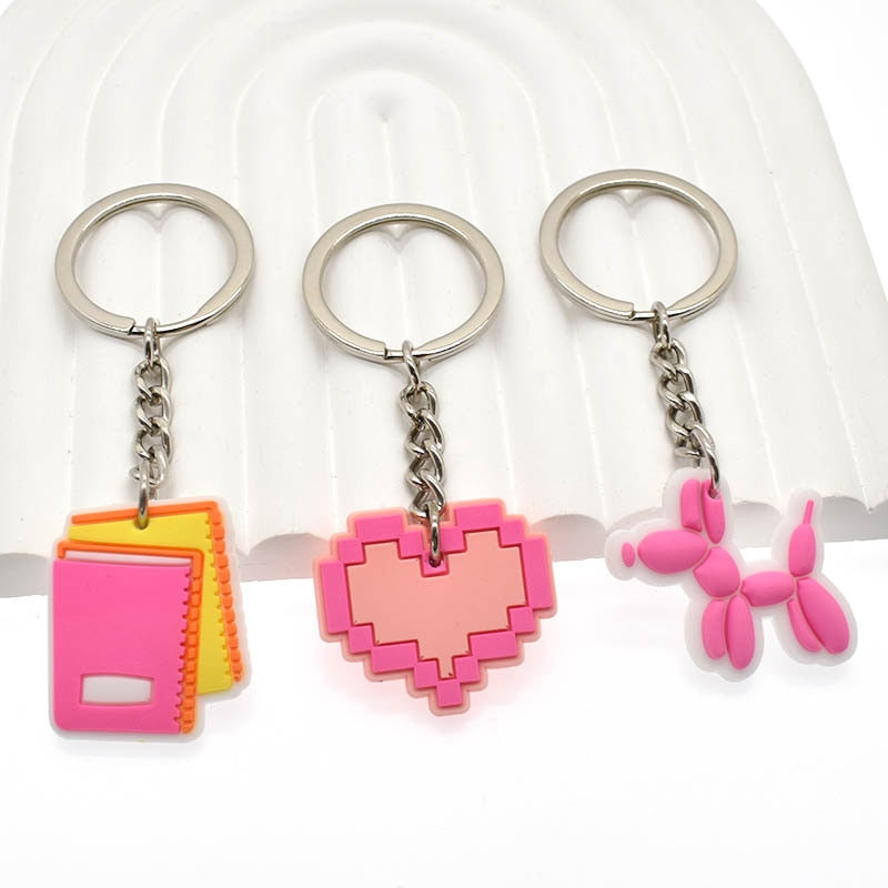 11 Styles PVC Pink Series Keychain Keyring Cute Key Chain Keychains Bag Car