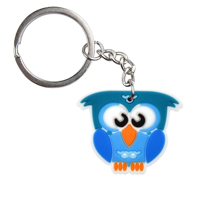 Blue Owl keychain Charm Cartoon Key Ring Gift Women Handbag Ornaments Car