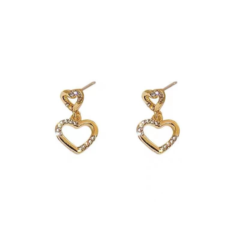 Cute Heart Charm Drop Earrings Women Party Wedding Jewelry Dangle Gifts Earrings