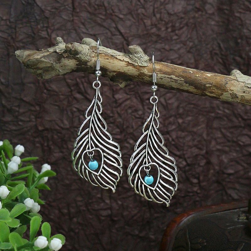 Bended Feather Bohemian Dangle Earrings Fashion Party Girls Pendant Earrings