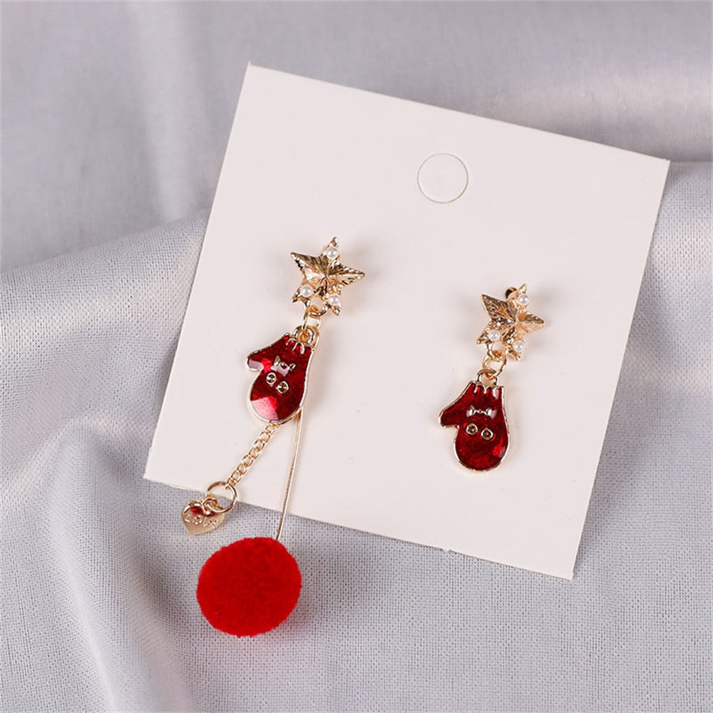 Red Mittens Drop Earrings Women Party Cute Art Jewelry Dangle Gifts Earrings