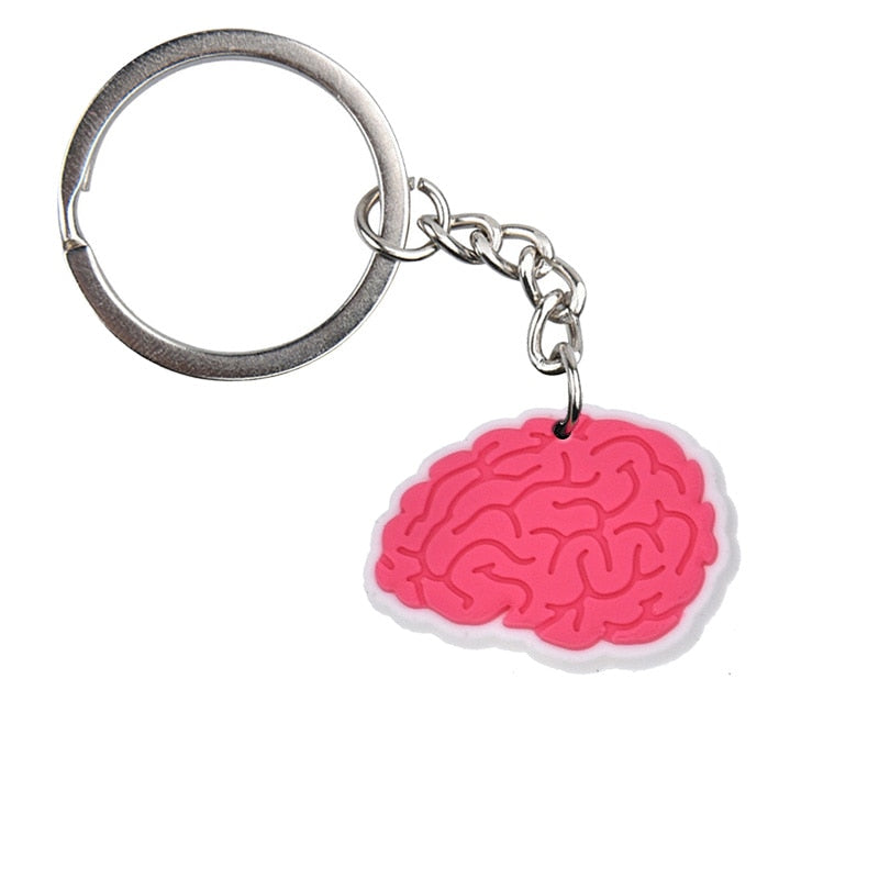 Pink Brain Keyring Gift for Nurse Doctor Medical Personnel Cute Cartoon Style