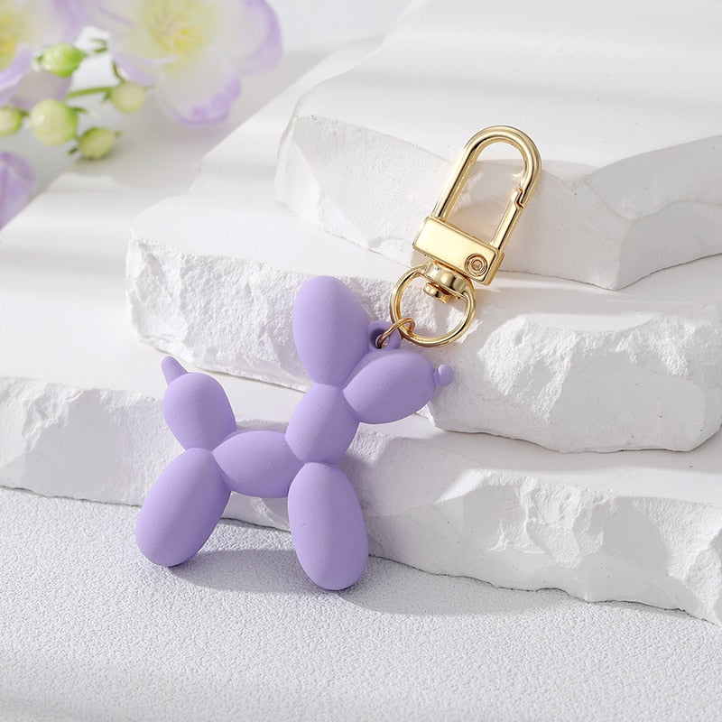 11 Styles Resin Cartoon Balloon Dog Animal Keychains Key Ring For Women Men