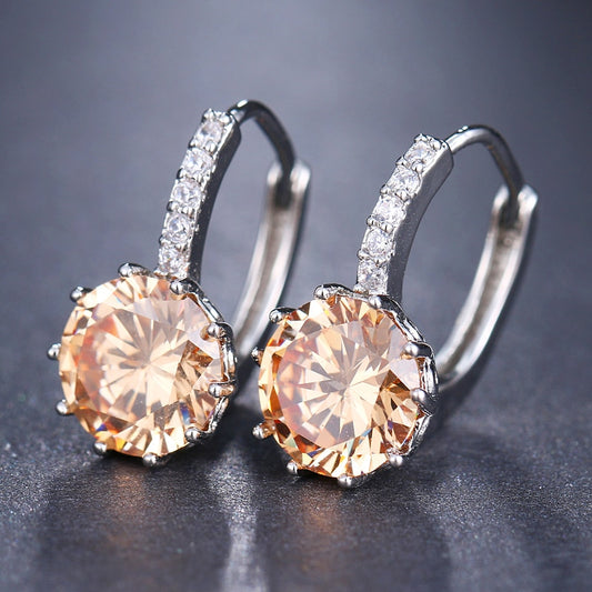 Caramel Rhinestone Ear Buckle Ear Studs Earrings Female Fashion Earrings Jewelry