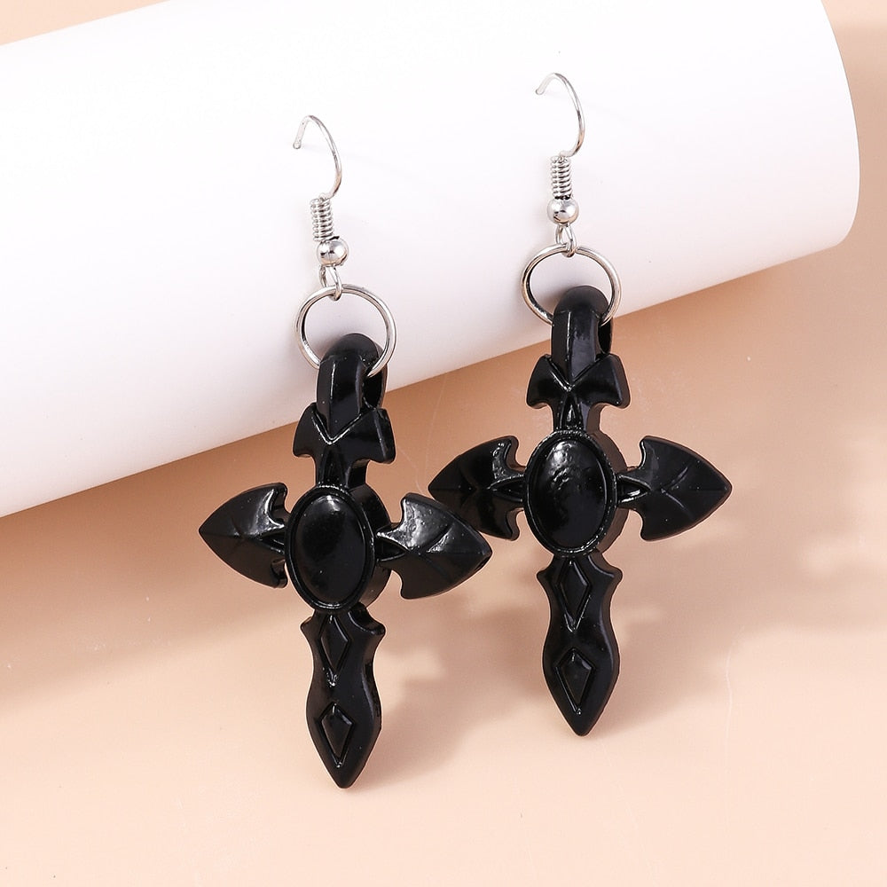 Gothic Style Cross Drop Earrings Women Creativity Jewelry Cute Earring Girls