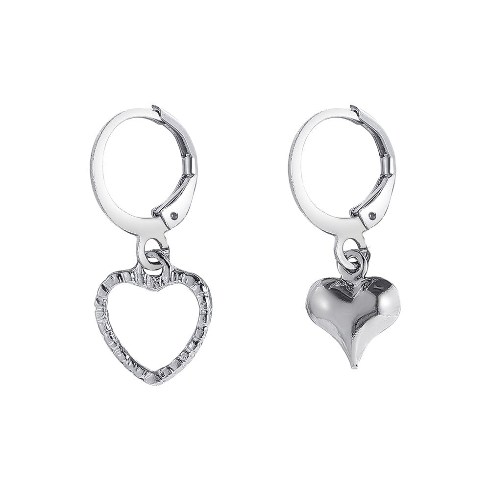 Heart Charm Mismatched Drop Earrings Fashion Women Summer Party Jewelry Girls