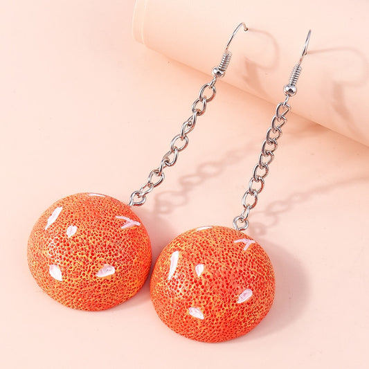 Orange Half Ball Dangle Earrings Women Charms Earring Fashion Creative Jewelry