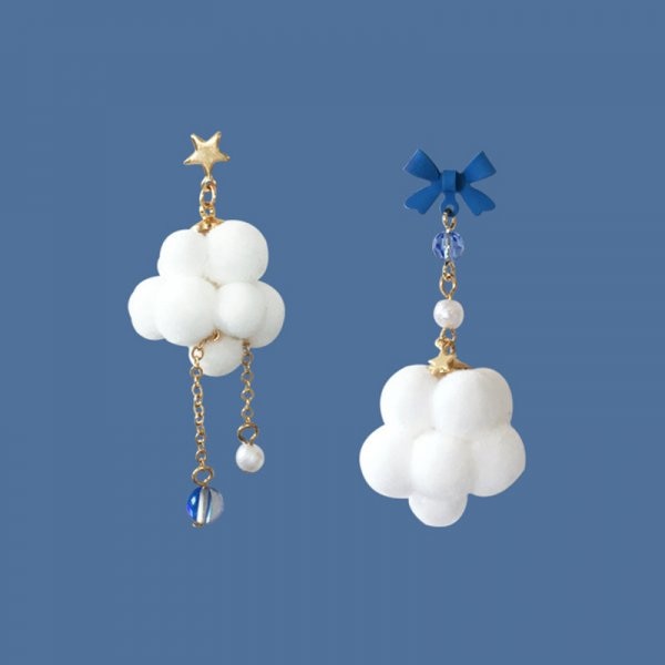 Mismatched Cloud Drop Earrings Women Fashion Creative Art Cute Stylish Jewelry