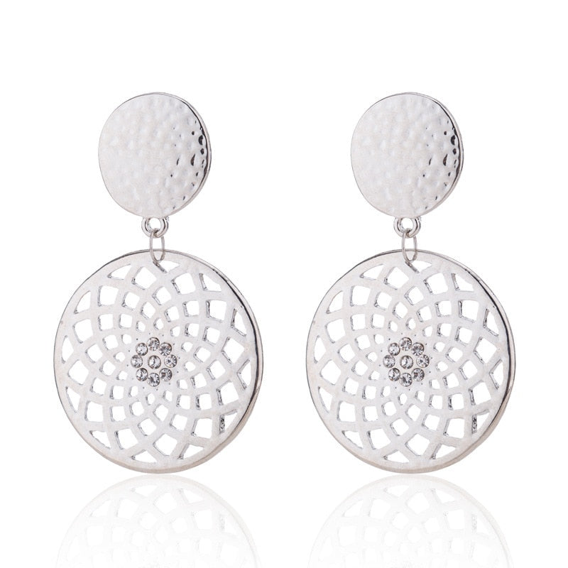 Round Flower Drop Earrings Women Travel Fashion Cartoon Earrings Creative