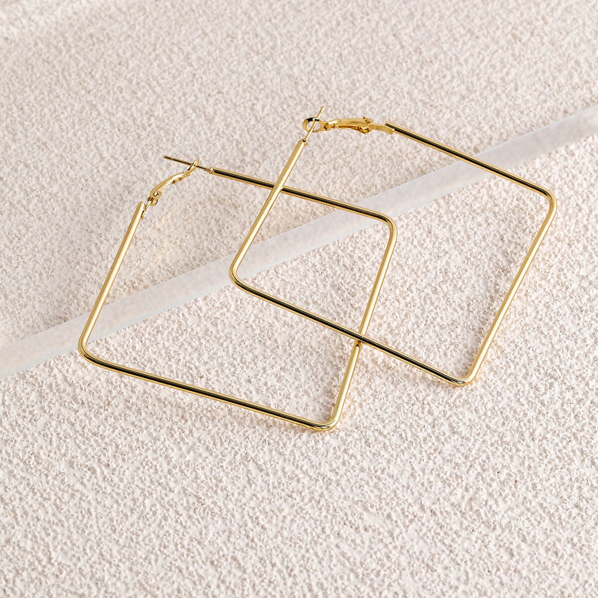 Large Hoop Square Design Earrings for Fashion Stylish Jewelry Drop Earrings