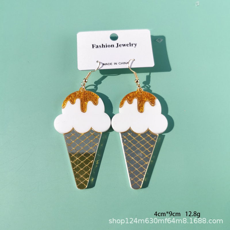 Ice Cream Cone Design Drop Earrings Women Travel Fashion Cartoon Earrings