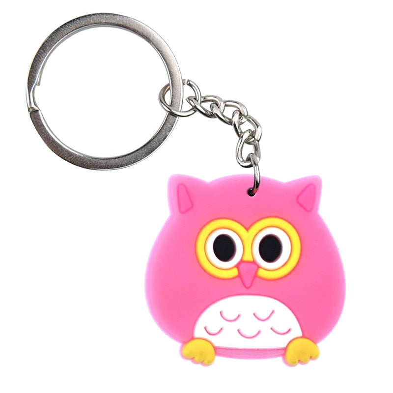 Pink Owl keychain Charm Cartoon Key Ring Gift Women Handbag Ornaments Car