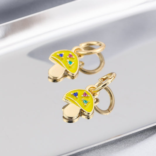 Yellow Mushroom Drop Earrings Cartoon Art Women Party Jewelry Ear Fashion