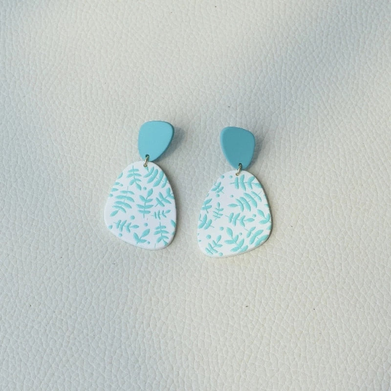 18 Styles Colorful Graffiti Geometric Oval Square Dangle Earrings Women Travel