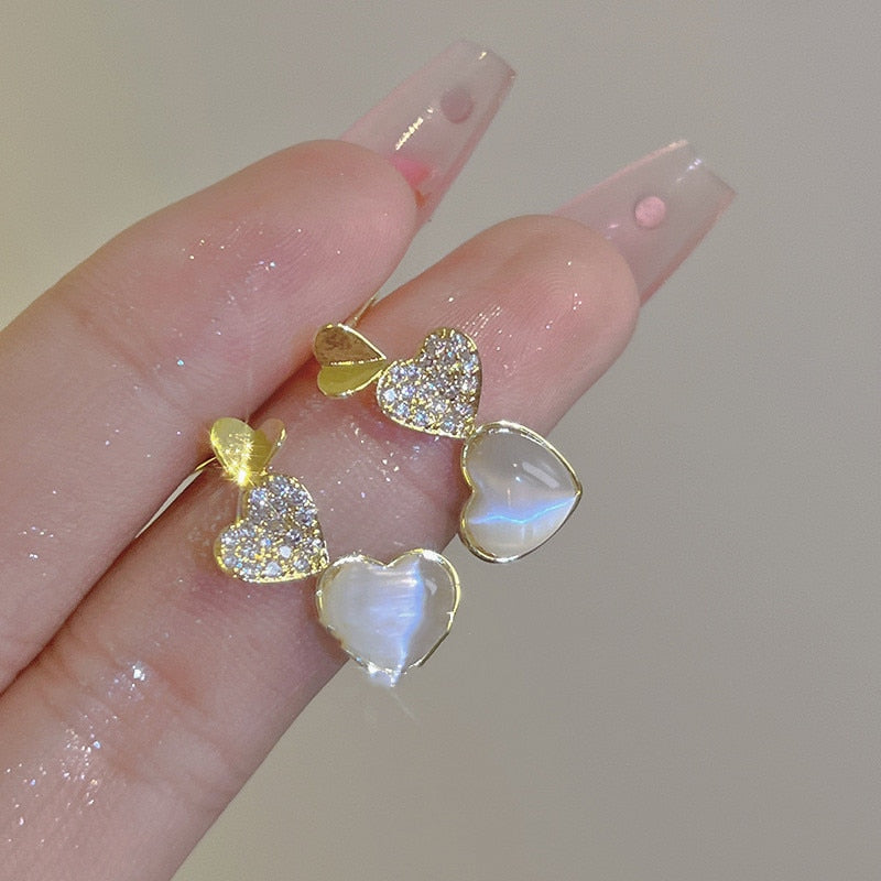 Pearl Effect Heart Drop Earrings Women Party Wedding Jewelry Dangle Gifts