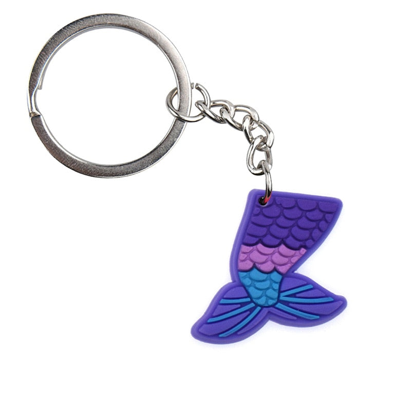 Purple Tail Mermaid Creative Cartoon PVC Keychain For Keyring Bag Car Key Chain
