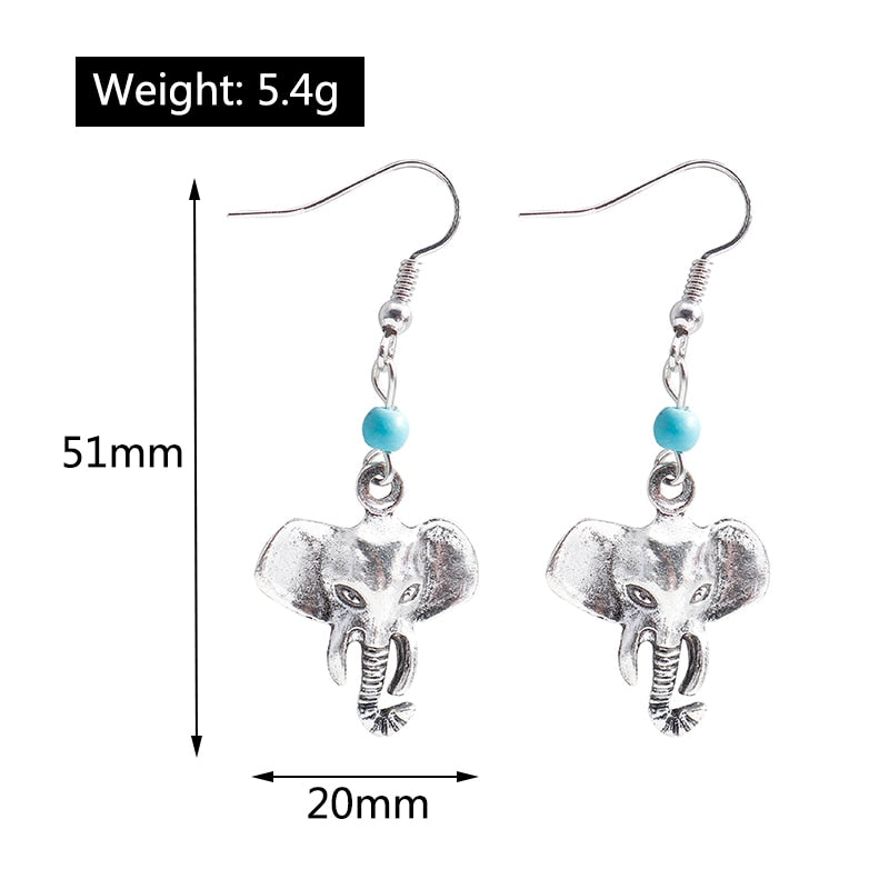 Elephant Design Turquoise Detail Dangle Earrings Women Gifts Earring Cute Girls
