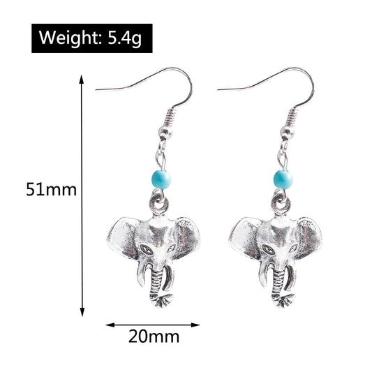 Elephant Design Turquoise Detail Dangle Earrings Women Gifts Earring Cute Girls