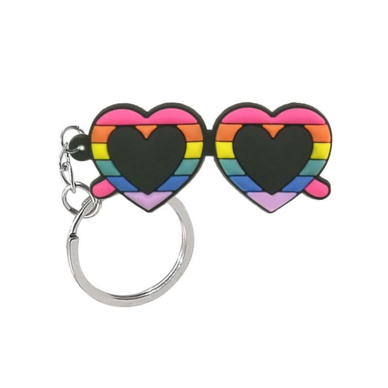 11 Styles PVC Keychain Colorful Rainbow Style New Keyring Fashion for Man Party