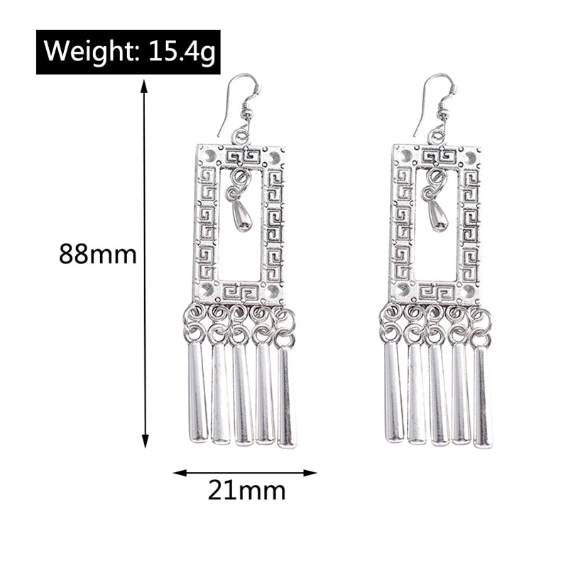 Rectangular Textured Retro Dangle Earrings Women Gifts Earring Cute Girls