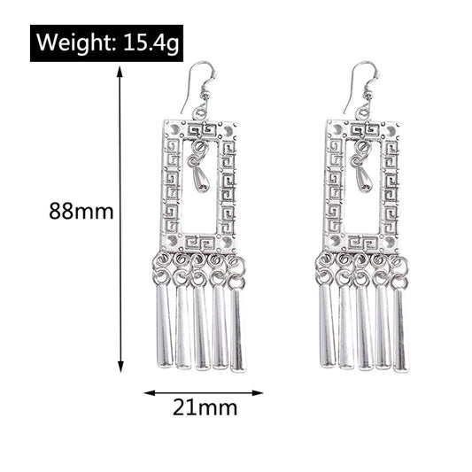 Rectangular Textured Retro Dangle Earrings Women Gifts Earring Cute Girls