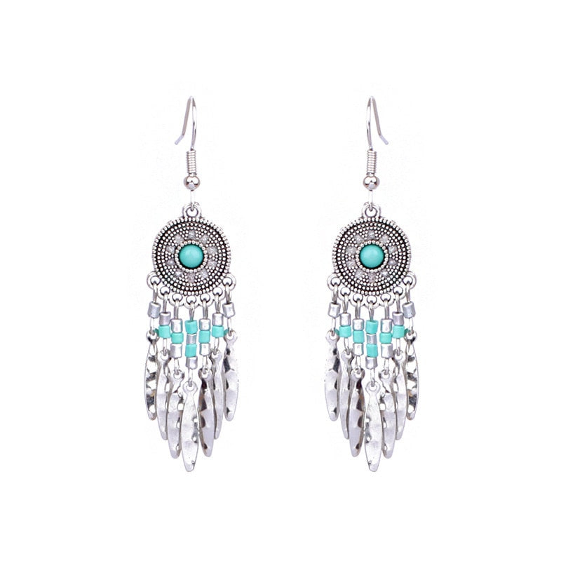 15 Styles Big Vintage Ethnic Tassel Flower Dangling Drop Earrings Female Fashion