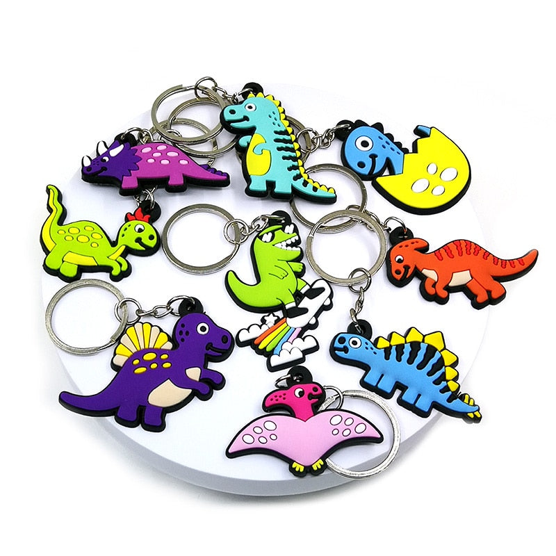 9 Styles PVC Cartoon Dinosaur Keychain Trinkets Gift Keyring Souvenir Handbag