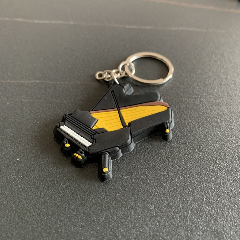 Piano Musical Instrument Silicone Pvc Soft Keychain Cartoon Small Gift Pendant