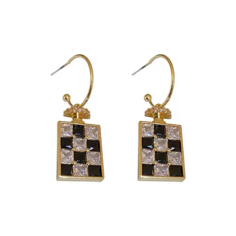Rectangular Plaid Drop Earrings Women Party Wedding Jewelry Dangle Gifts