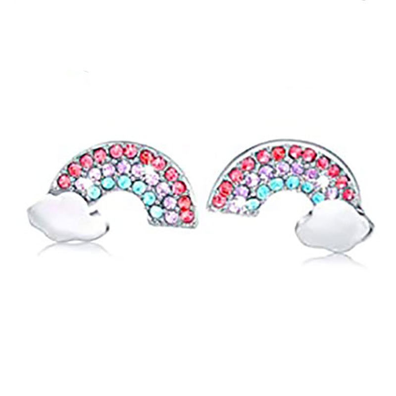 Rhinestone Cartoon Rainbow Fashion Stud Earrings Women Girl Earrings Jewelry