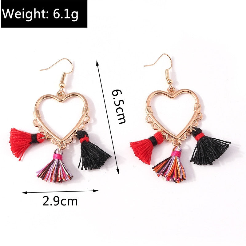 Heart Tassel Dangle Drop Earrings Women Charms Earring Fashion Creative Jewelry