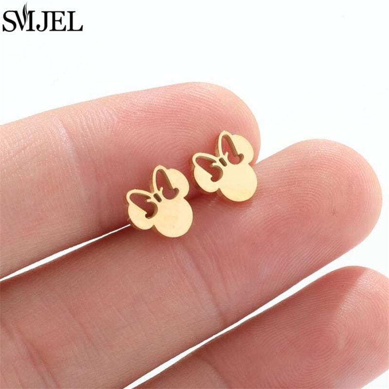 Mouse Bow Fashion Earrings Minimalist Creative Style Ear Studs Earrings