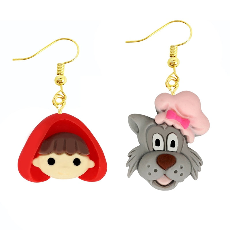 Girl and Wolf Dangle Earrings Women Gifts Earring Cute Girls Eardrop Jewelry